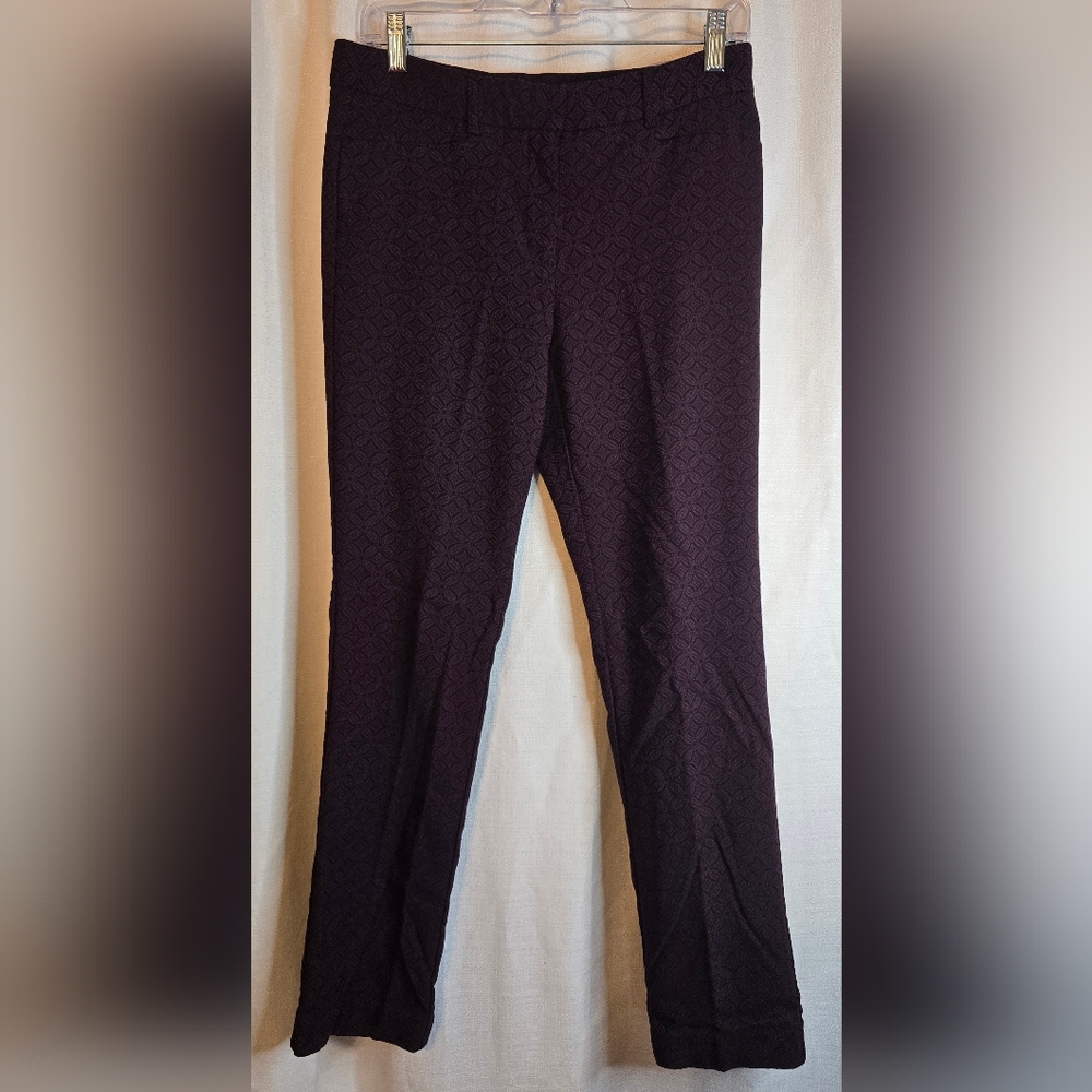 Mario Serrani Women's Dark Maroon And Black Straight Leg Pants Size 6 Work - Picture 2 of 10